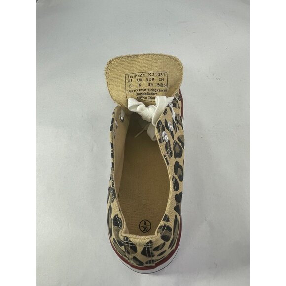 canvas womens shoes 8 cheetah style sneakers NNT - Picture 3 of 8